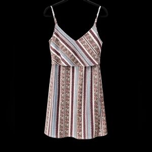 Studio II | Boho Striped Mini Dress | Spaghetti Strap | Small